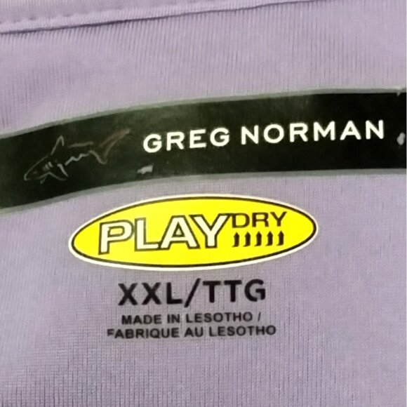 Greg Norman Play Dry Mens Polo Shirt XXL Purple Striped Short Sleeve Shark Logo - Picture 6 of 7